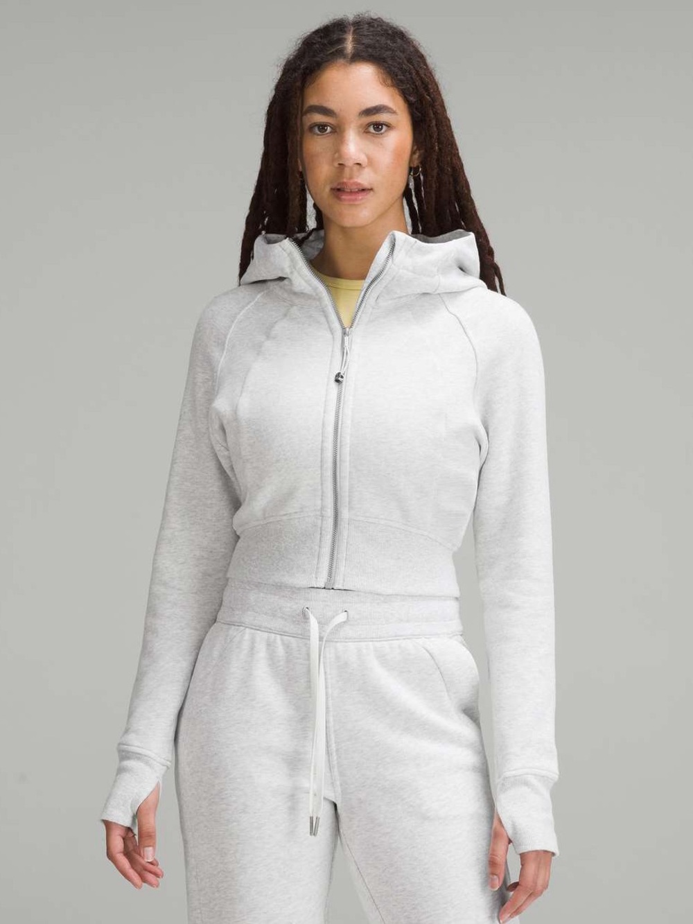 Lululemon Scuba Full Zip Cropped Hoodie in Light Gray Size 2